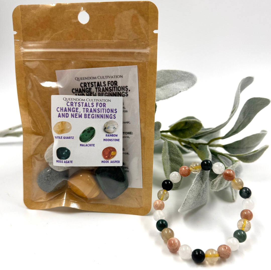 Crystals for Change, Transitions, and New Beginnings Crystal Set & Stretch Bracelet
