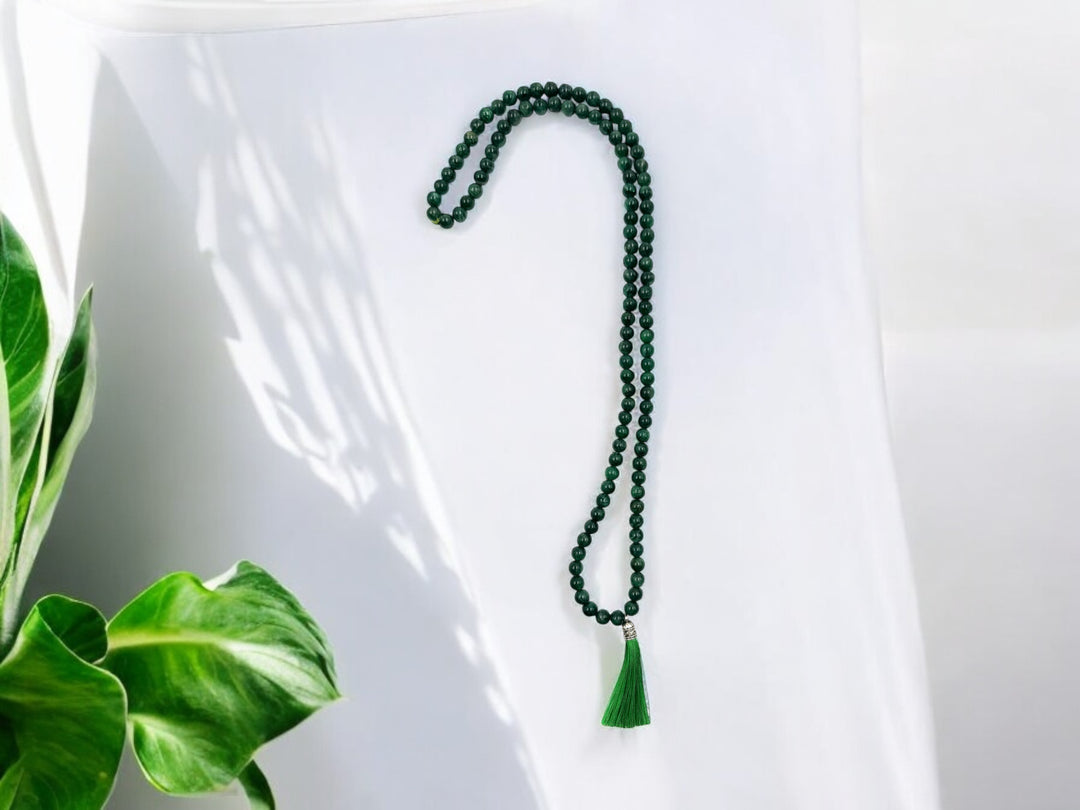 Green Mica Mala Beads