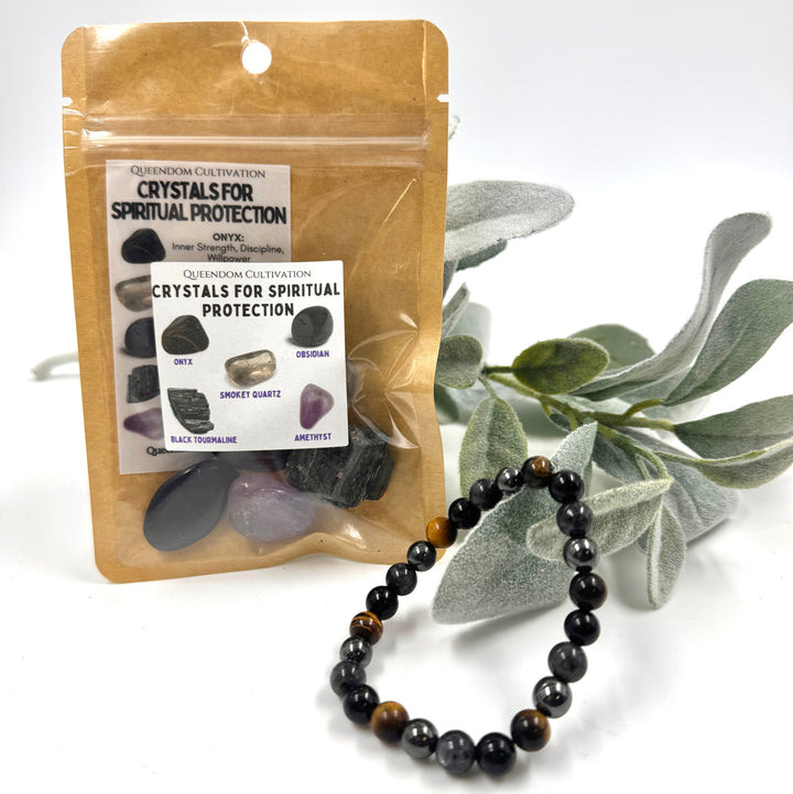 Crystals for Spiritual Protection w/Stretch Bracelet