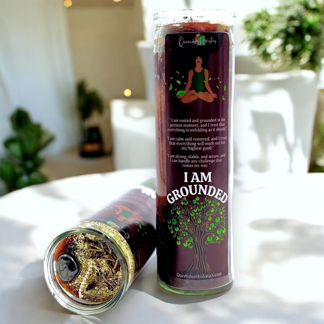 I Am Grounded Crystal Intention Candle