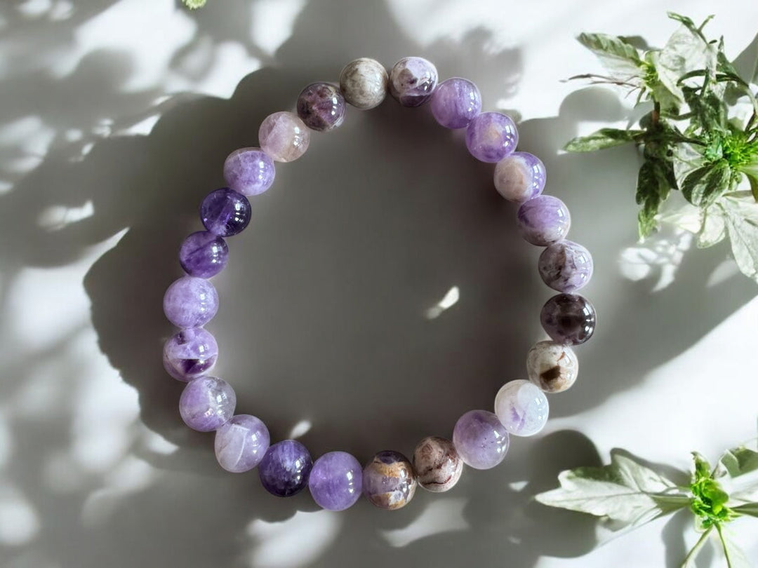 Chevron Amethyst Stretch Bracelet (8mm)