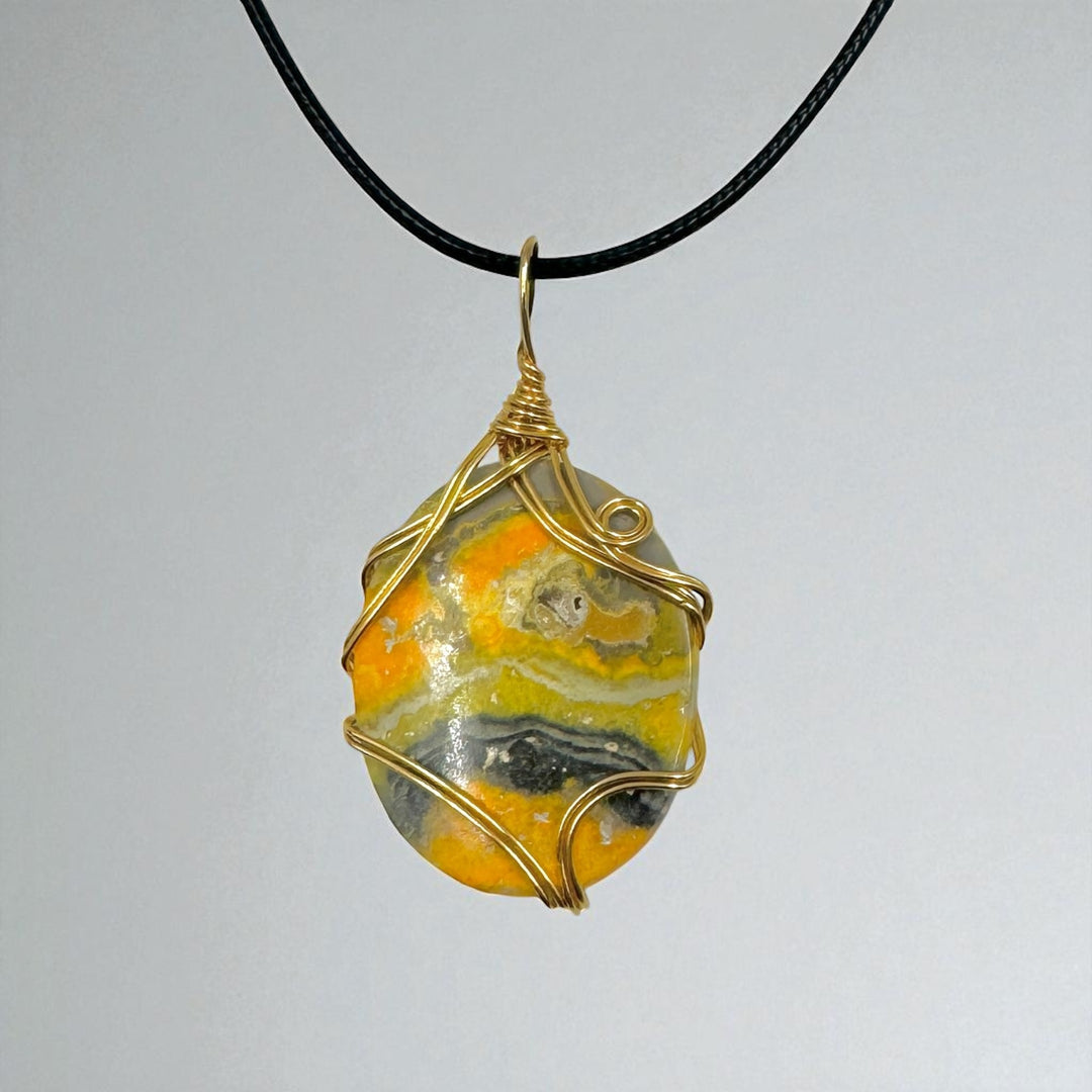 Custom Bumblebee Jasper Pendant for Energy Boost and Emotional Strength
