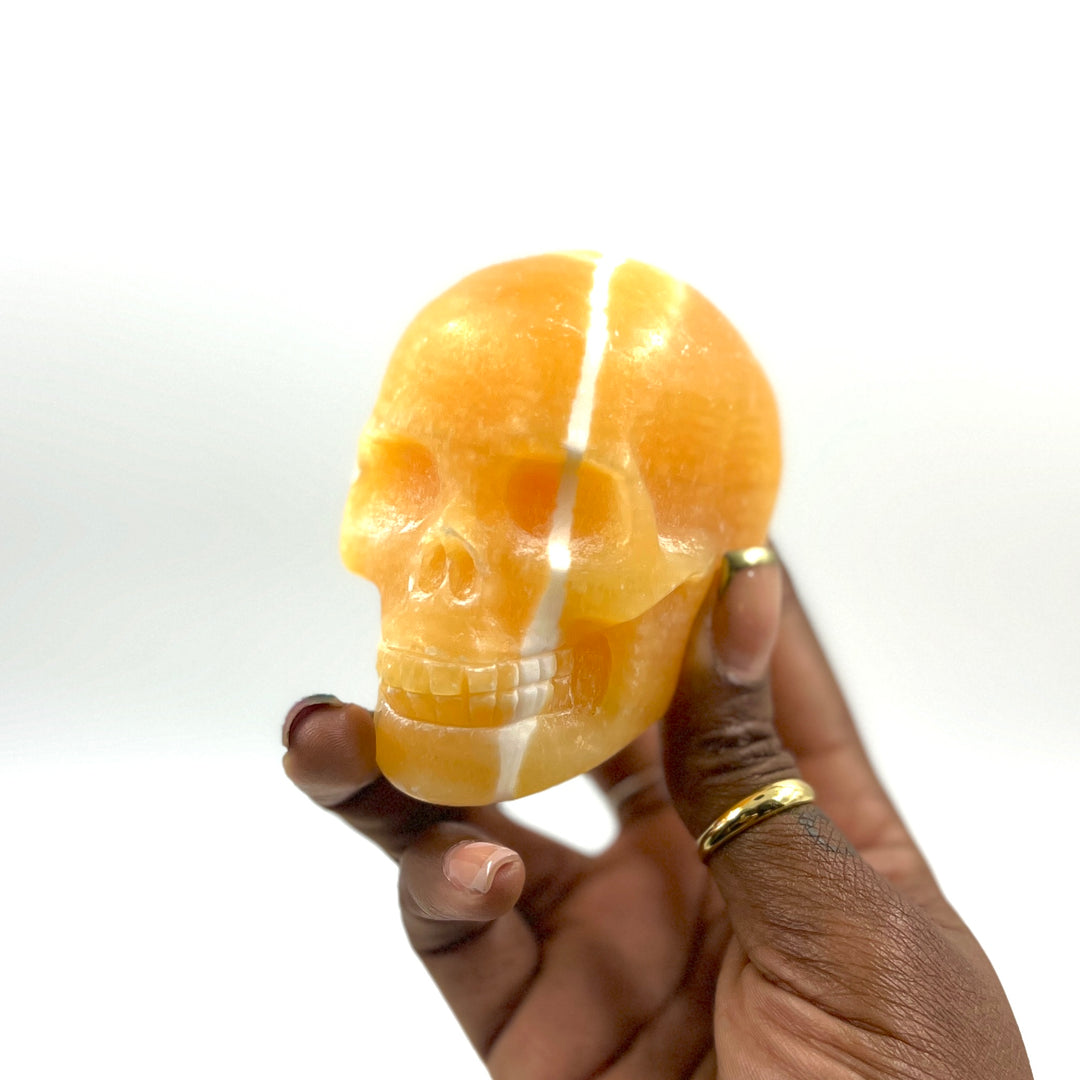 Orange Calcite Skull