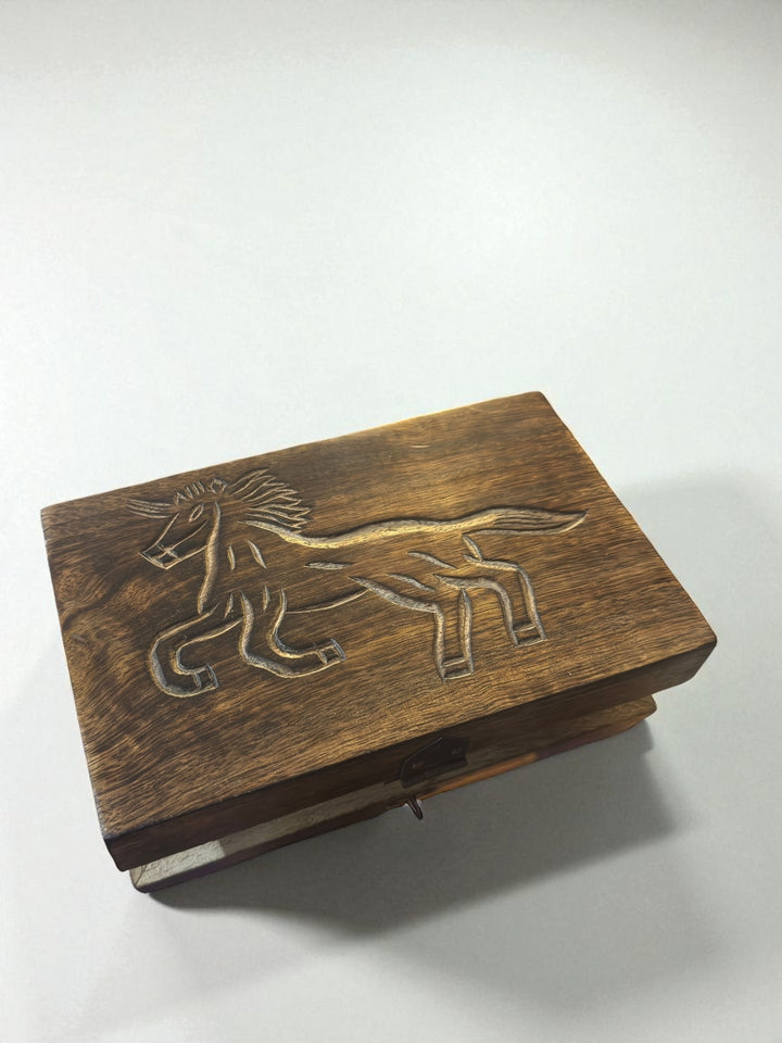 Unicorn Carved Wood Decorative Storage & Keepsake Box *
