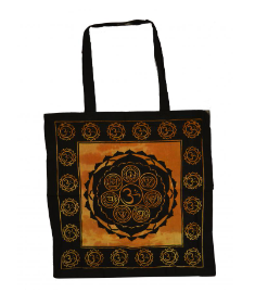 Seven Chakra Tote bag 18x18" Orange tie Dye/Black