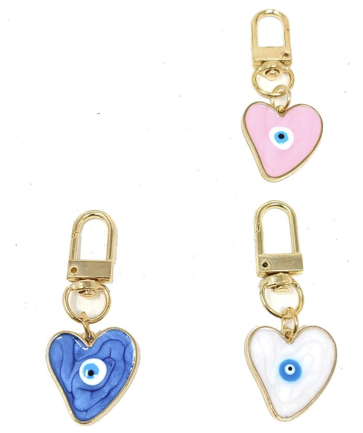 Evil Eye Heart Keychain