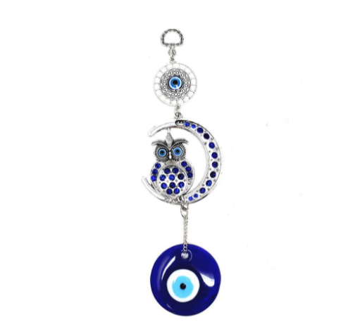 OWL Crescent Moon w/Evil Eye Wall Hanging