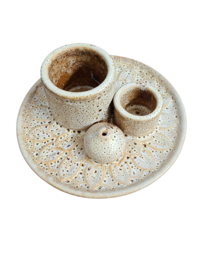 Speckled Ceramic Burner (Smudge Stick, Palo Santo Wood & Incense Burner) 5"