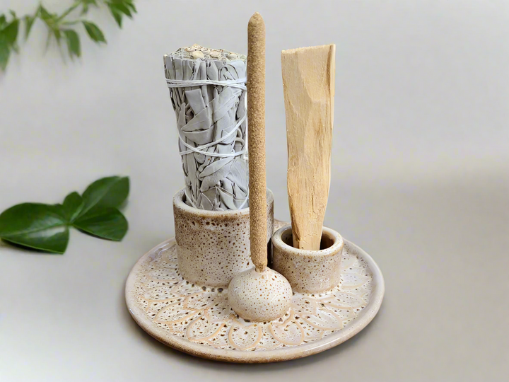 Speckled Ceramic Burner (Smudge Stick, Palo Santo Wood & Incense Burner) 5"