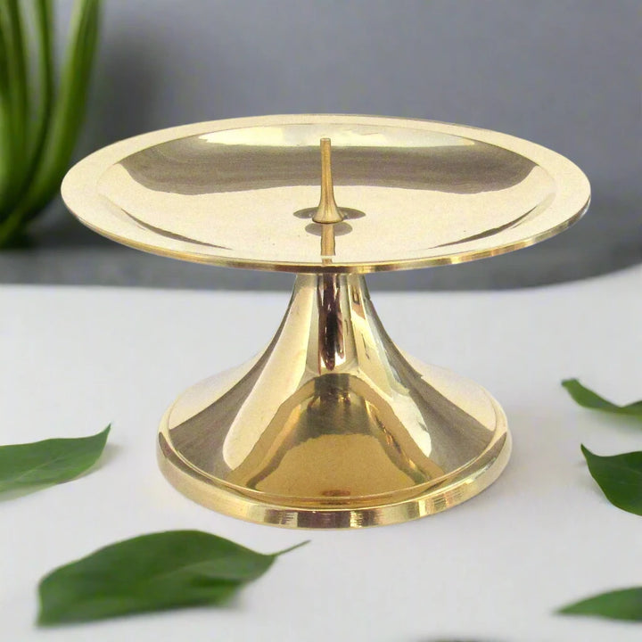 Spiked Brass Candle Holder 3"D