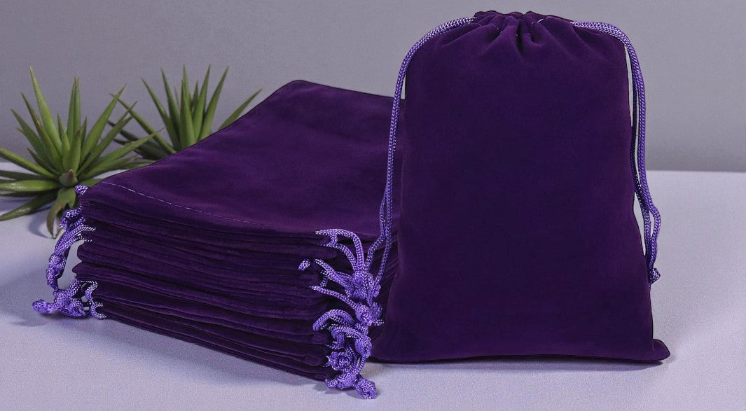 Purple Velvet Drawstring Jewelry Bag