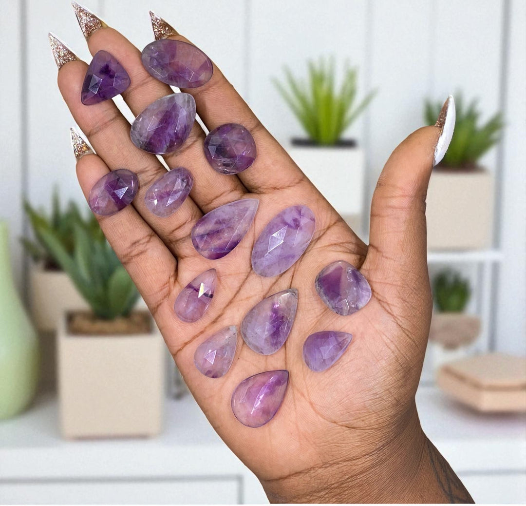 Faceted Amethyst Cabochon for Clarity, Calm, and Focus