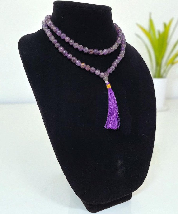 Amethyst Gemstone Necklace & Prayer Mala for Healing and Clarity