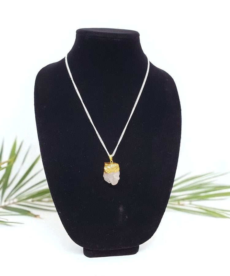 Rose Quartz Electroplated Pendant Necklace for Heart Healing, Self-Love, and Emotional Wellness