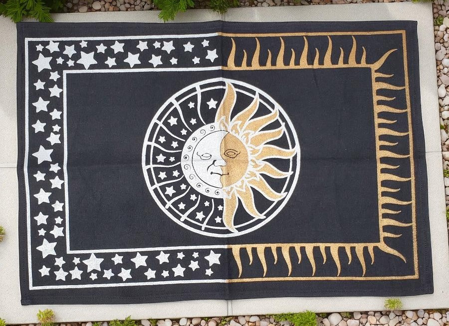 Celestial Altar Cloth Gold & Silver on Black