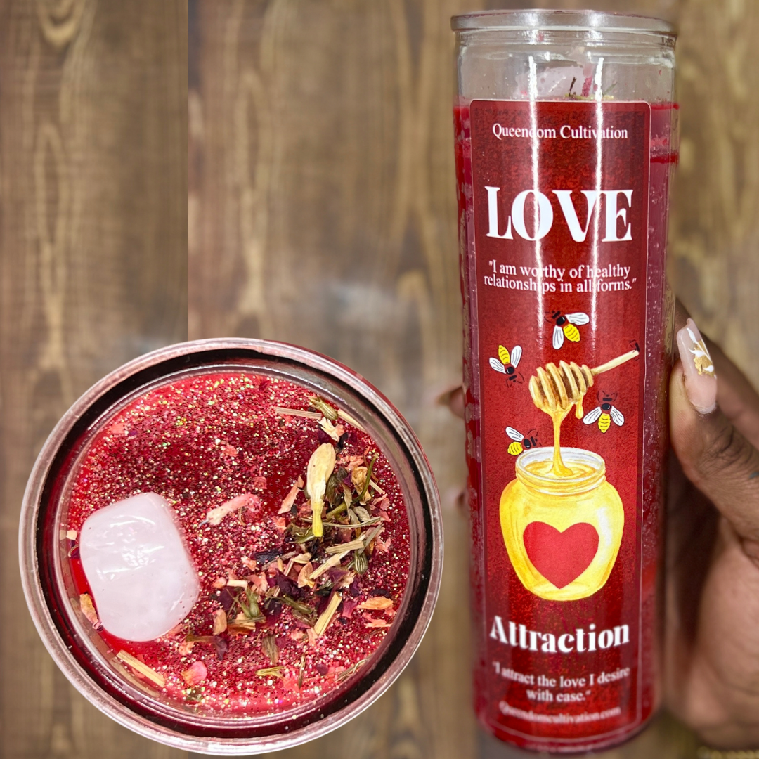 Love & Attraction Crystal Intention Candle | Queendom Gives Back